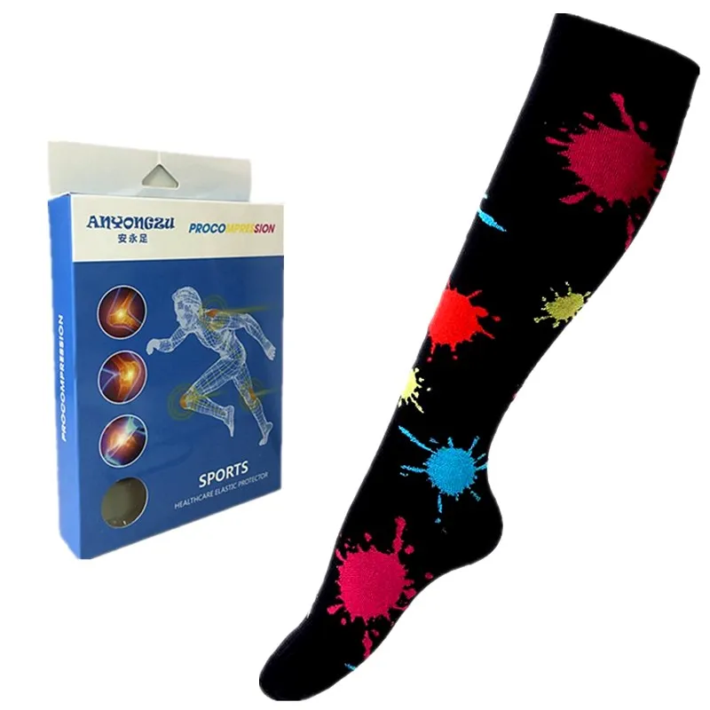 Эластичные Компрессионные носки с мультимодным принтом предотвращающие