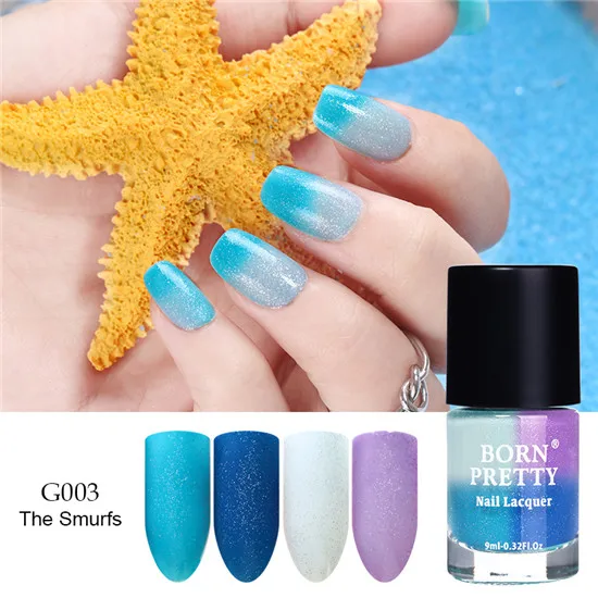 G003 BORN PRETTY 9 мл Отшелушивающий термальный лак для ногтей чувствительный к солнечному свету меняющий цвет лак 8 цветов лак для ногтей - Цвет: G003