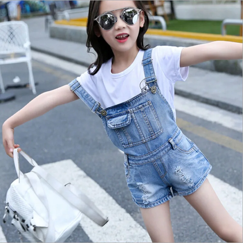 Шорты для девочек детские летние джинсовые комбинезоны детская одежда