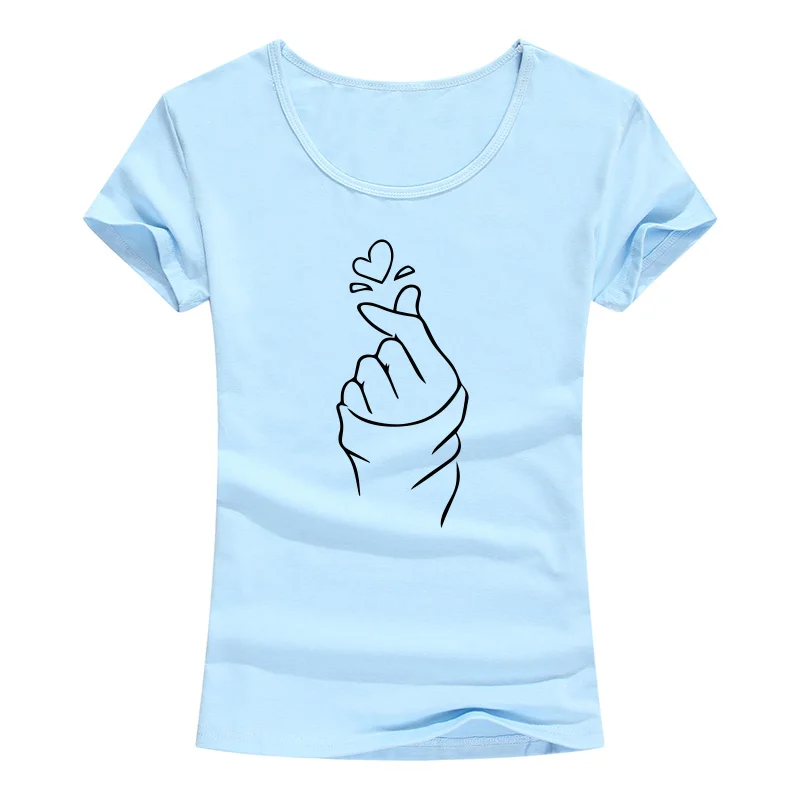Футболка женская с забавным принтом сердца модная повседневная хлопковая