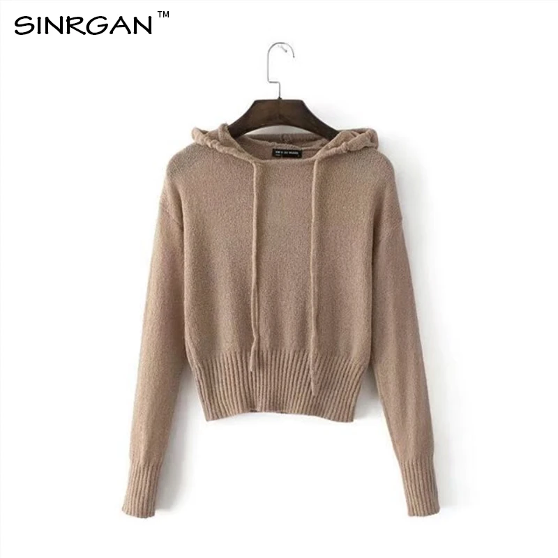 SINRGAN pullovers winter autumn women sweather hooded Casual style Long sleeve thick sweater coat tops knitted female | Женская одежда