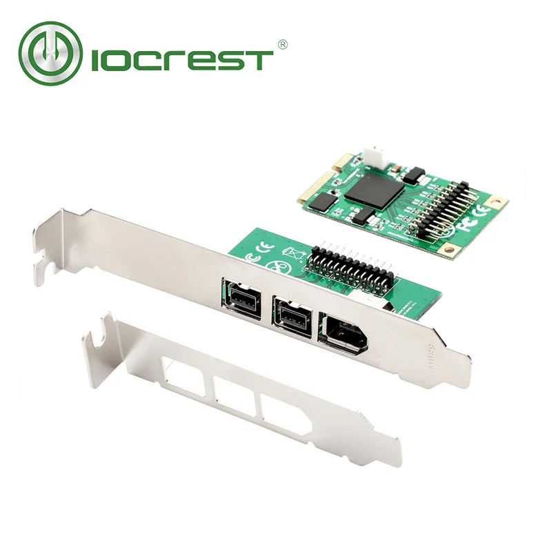 IOCREST Mini PCI Express 1 порт Firewire 1394A и 2 порта s 1394B карта