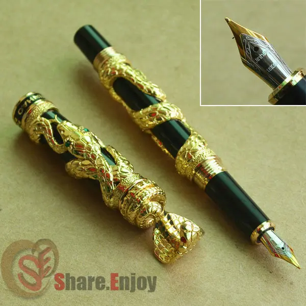JINHAO перьевая ручка 18KGP черный с золотым змеиным ветром серебристо-серый на выбор