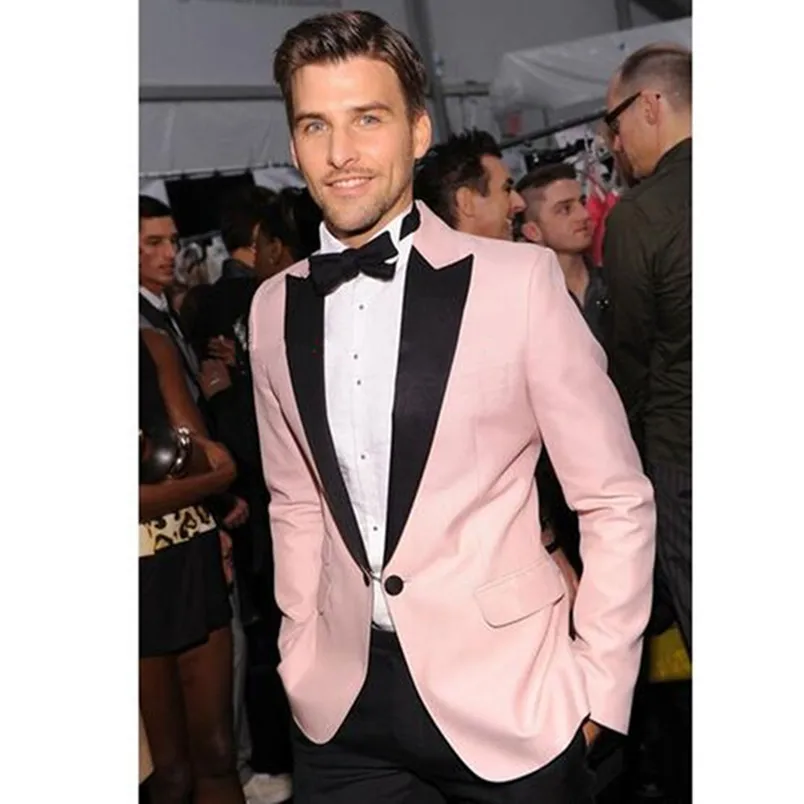 

New Men Suit For Wedding Pink Business Prom Party Suits Formal Groomsmen Tuxedo (jacket+Pants+tie)