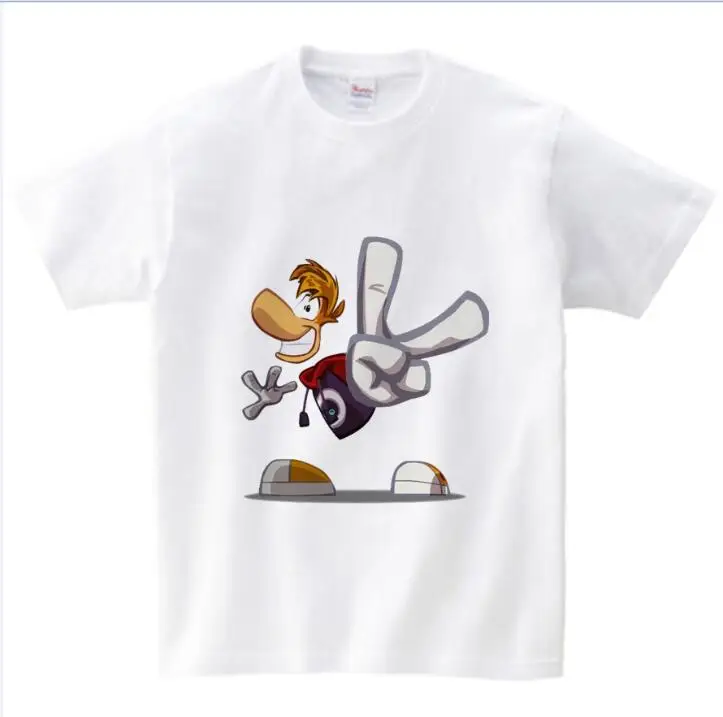 White childreT-shirt Футболка с героями мультфильмов для мальчиков и девочек Футболка с принтом «Rayman Legends adventures» Детская забавная одежда детская разноцветная футболка NN - Цвет: White childreT-shirt