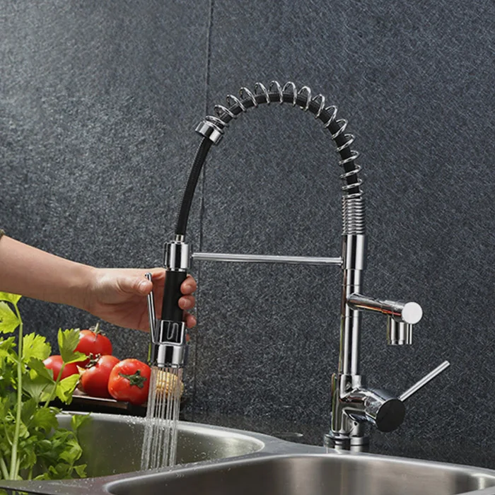 Смеситель кухонный в коммерческом стиле гибкий кран с двойным носиком для