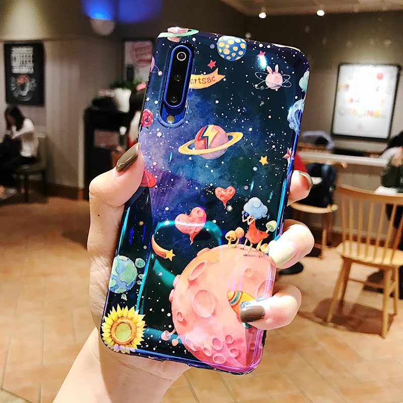 Чехол-светильник синего цвета для телефона Xiaomi 6, 6, X, 8, 9, 9SE, глянцевый мягкий ТПУ чехол для Redmi Note 7, задняя крышка, fundas Capa