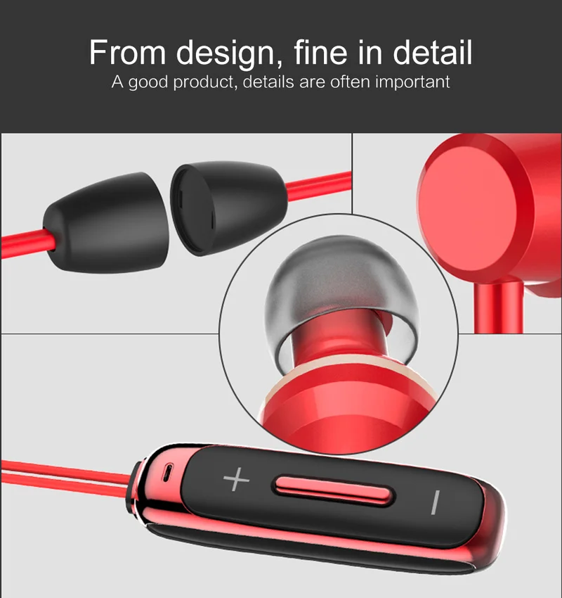 Bluetooth наушники вкладыши беспроводные с микрофоном и басами спортивные магнитные