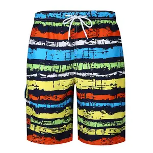 Шорты мужские свободного покроя, повседневные пляжные штаны в цветную полоску, одежда для фитнеса, лето