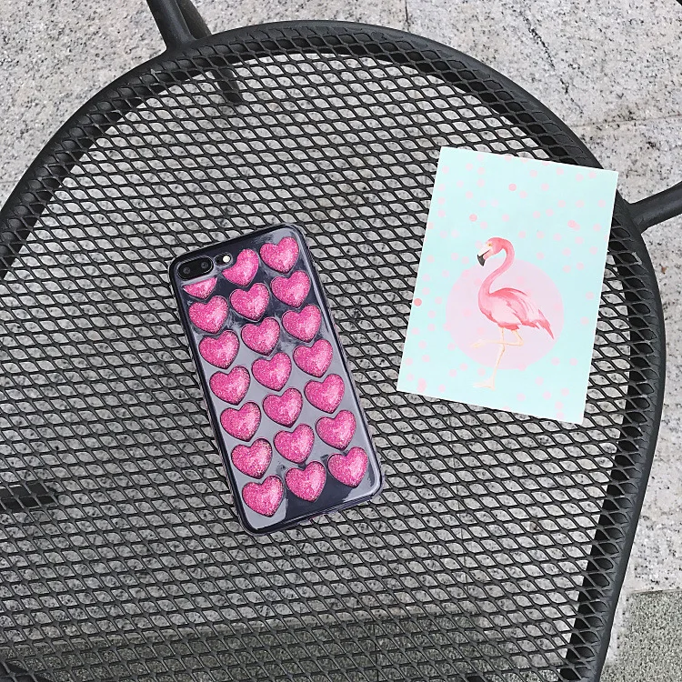 Модный сверкающий Блестящий силиконовый чехол с сердечками для iPhone 7 8 XR XS Max 6 6s Plus 5 SE задняя крышка 3D Love блестки мягкий чехол