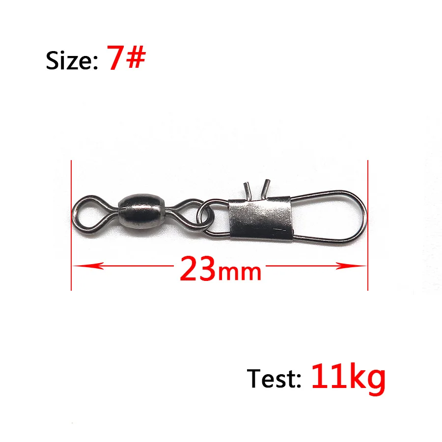 Size 7 Minfishing 50 шт. из нержавеющей стали Rolling поворотный с блокировкой оснастки рыболовные Вертлюги рыболовный крючок Разъем - Цвет: Size 7