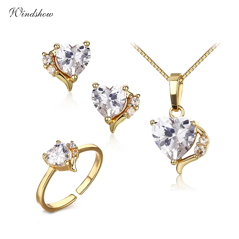 Комплект из колье серёг и кольца с фианитом | Украшения аксессуары