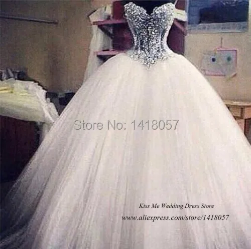 Vestido de Casamento настоящий образец Роскошные свадебные платья из жемчуга бальное платье тюлевые Свадебные платья со шнуровкой сзади тюль