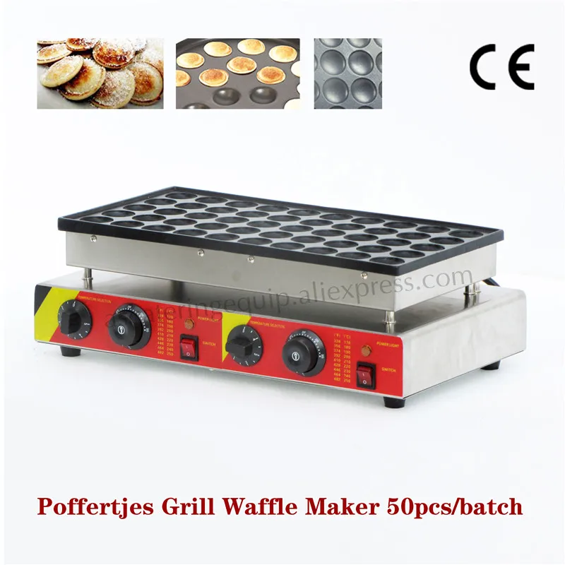 Kopen Elektrische Poffertjes Grill 220 V 110 V Rvs Poffertjes Wafel Machine Mini Pannenkoeken Baker 50 Stks/Batch