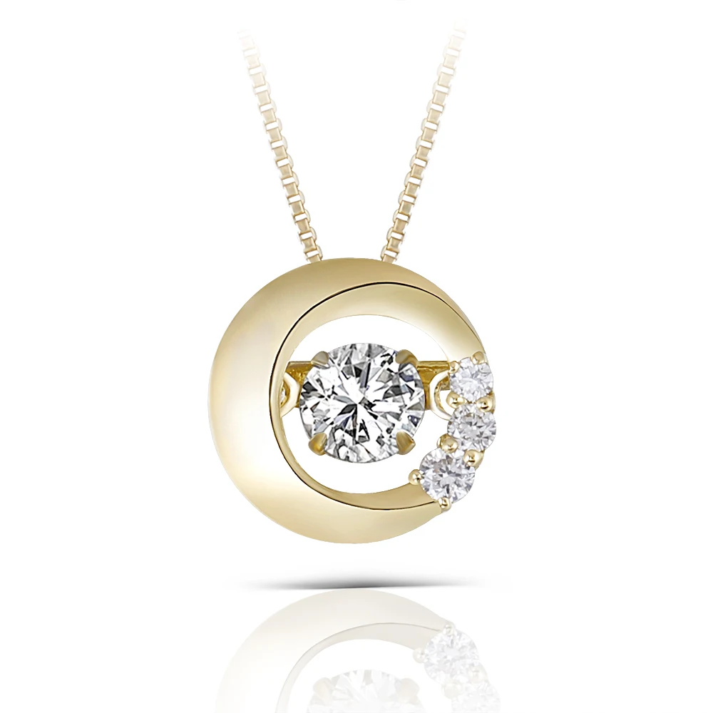 DovEggs Solid 18K 750 Yellow Gold Center 0.2ct Diamond Necklace for Women Dancing Pendant | Украшения и аксессуары