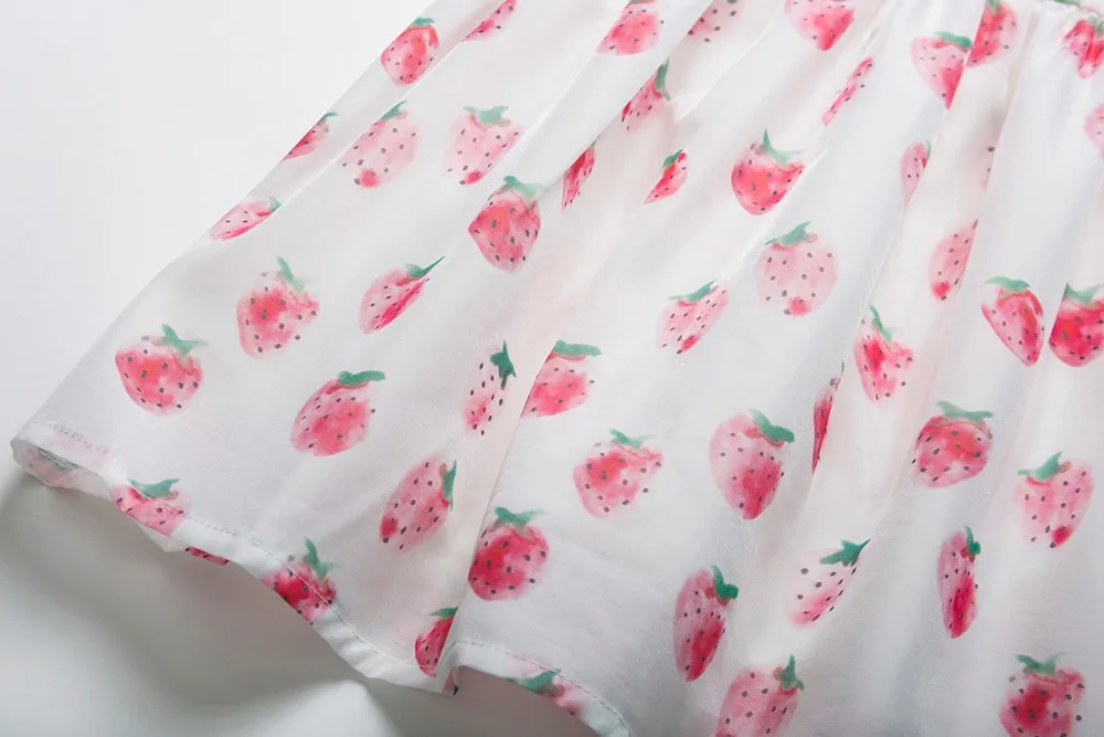 Girls Dress Strawberry Kids Summer Dresses Children Birthday Party Frocks Cotton Fruit Casual Baby Clothing for Girl | Детская одежда и