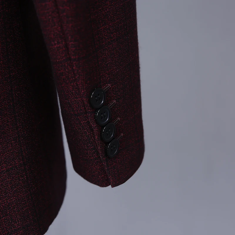 Мужские свадебные костюмы из 3 предметов темно синие твидовые смокинги бордового