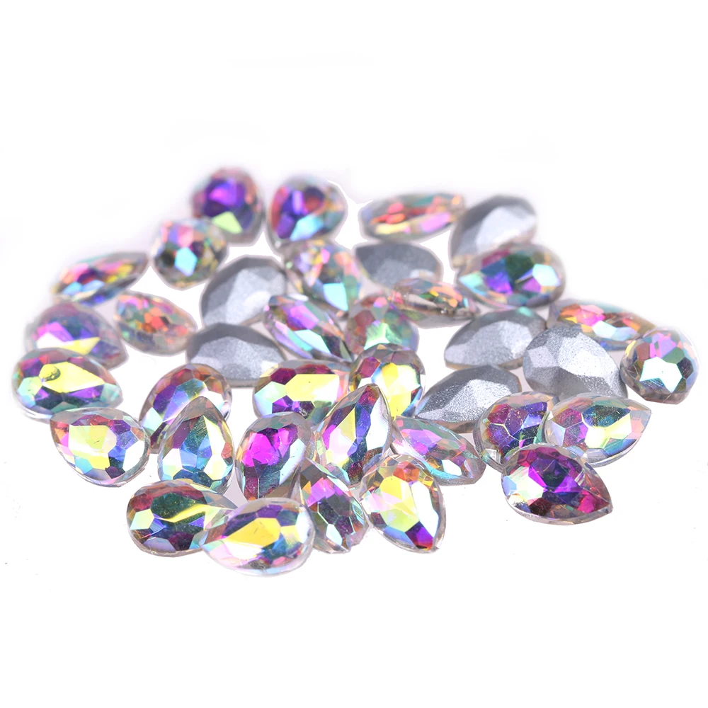 Tear Crystal AB50pcs Кристалл AB черный и красный цвета 50 шт. остроконечная подложка стекло стразы камни глаз слеза круглый Овальный DIY Дизайн ногтей украшения - Цвет: Tear Crystal AB50pcs