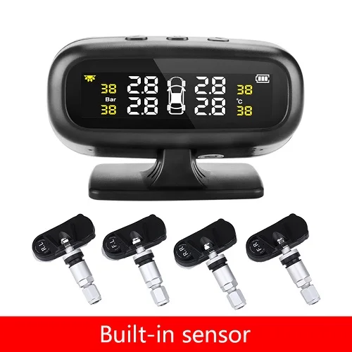 Internal Sensors Солнечный TPMS автомобильный датчик давления в шинах, система контроля давления, дисплей, интеллектуальная Предупреждение, экономия топлива, с 4 датчиками tpms - Тип: Internal Sensors
