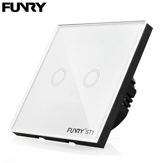 FUNRY, стандарт ЕС, 2 комплекта, 1 способ, сенсорный выключатель, огнестойкая панель со стеклянным кристаллом, светодиодный светильник для умного дома, переключатель ST1, 170-240 В