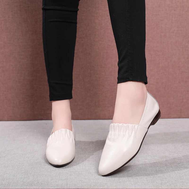 Women Flats Shoes Genuine Leather Slip on ladies Shallow Moccasins Casual Female Summer Loafer Size 35-42 | Обувь