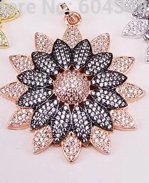 Rose Gold Pendant 5 нитей ZYZ323-8910 CZ микро проложить цветок кулон цепочки и ожерелья, фианит цветок очарование золото, серебро, розовое золото, цвета Gunmetal - Окраска металла: Rose Gold Pendant