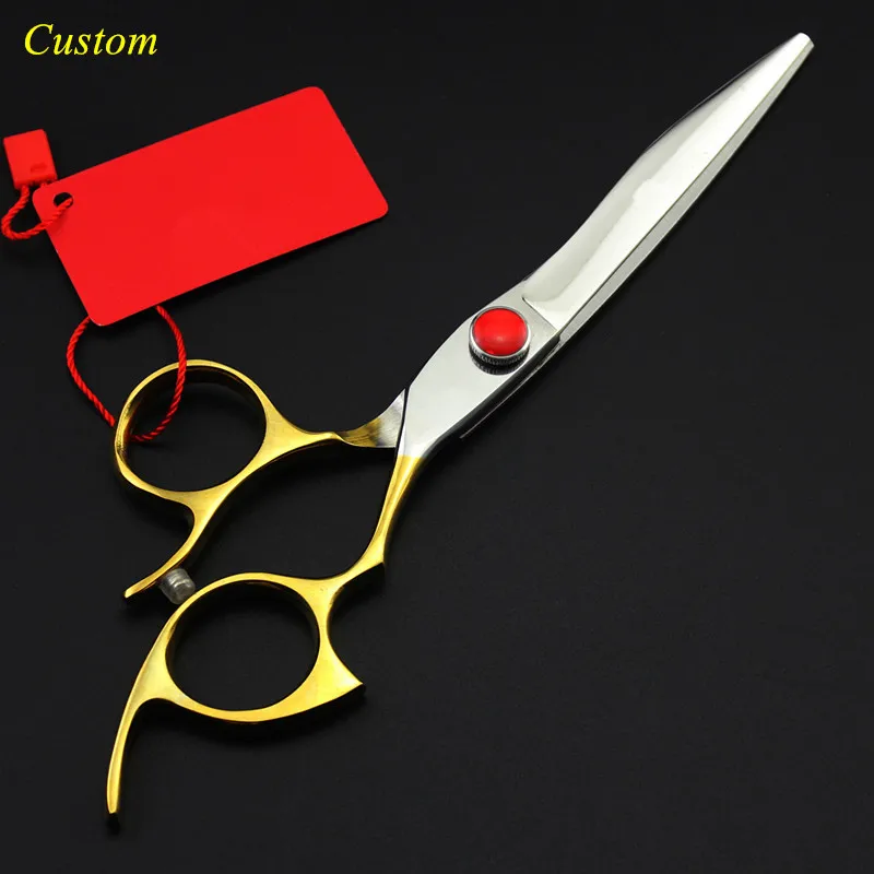 Японский логотип 440c 6 5 дюймов золотые ножницы для стрижки волос Парикмахерские