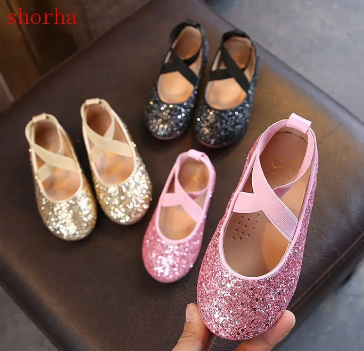 Балетки для девочек детские танцевальные вечерние свадебные туфли блестящие