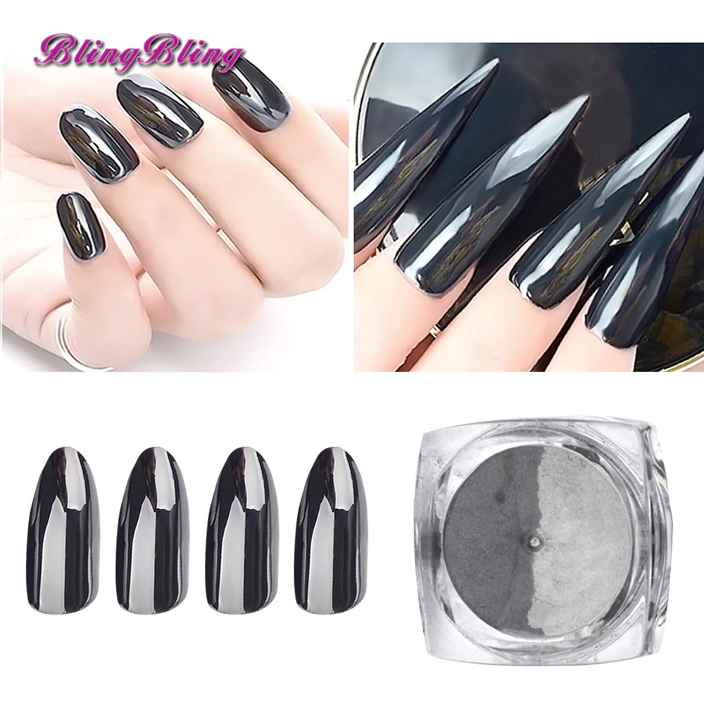Blingbling 1 г черный зеркальный блеск порошок Ослепительная блестящие для дизайна