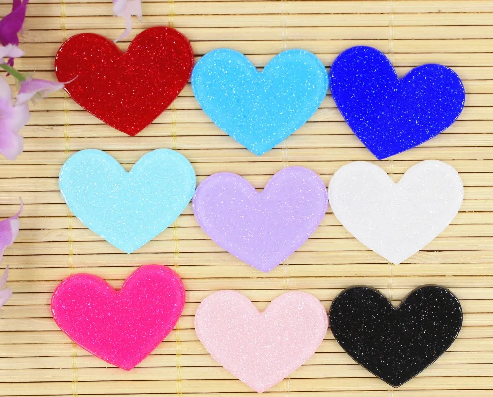 50 шт./лот DIY плоское украшение из смолы сердце смешанные цвета плоская задняя Кабошоны-аксессуары из смолы 30*25 мм