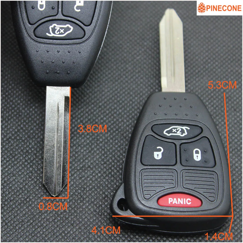 Чехол PINECONE для ключа DODGE CALIBER JEEP LIBERTY CHRYSLER PACIFICA 3 + 1 кнопки необработанные латунные