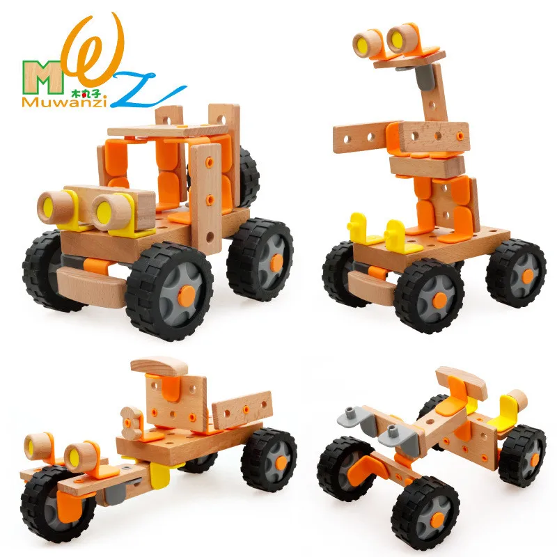 Деревянные сборные строительные блоки DIY вертолет винтовая гайка разборка