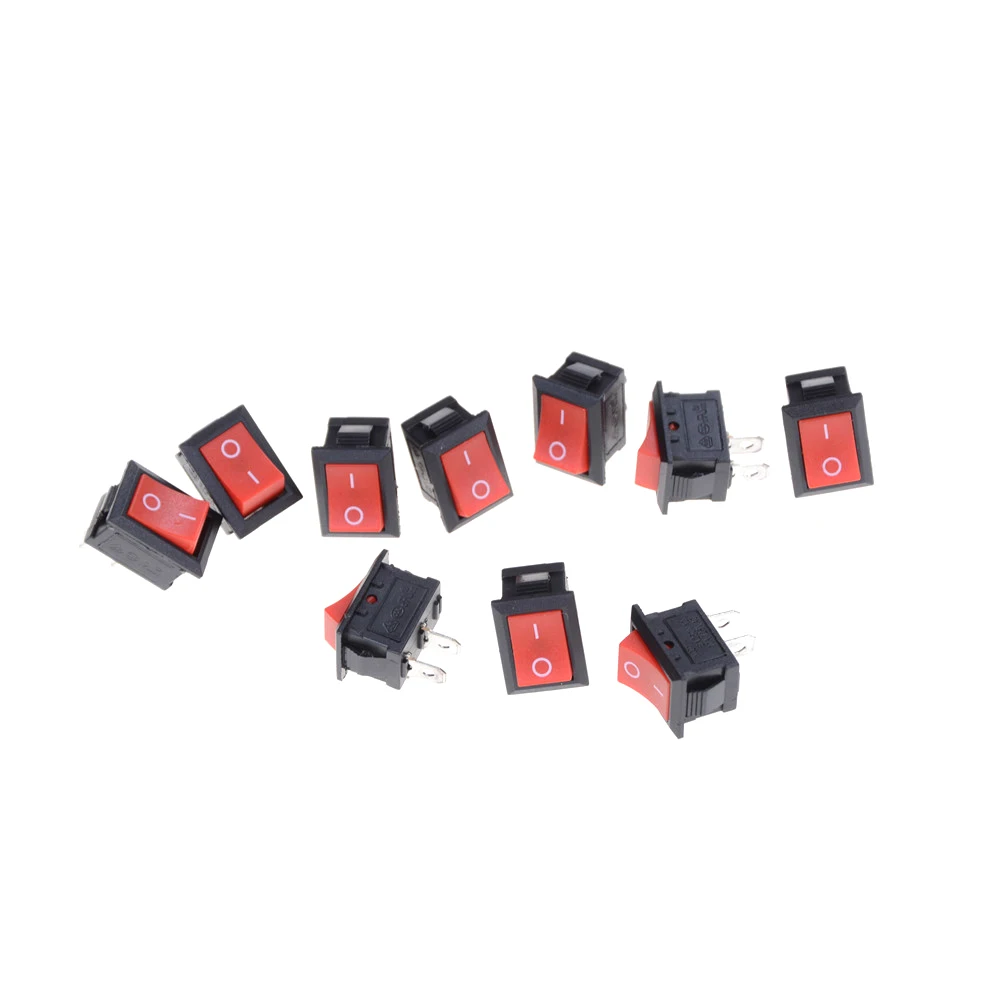 10pcs RED 15*21MM SPST 2PIN ON/OFF Boat Rocker Switch 250V 6A Car Dash Dashboard Truck RV ATV | Switches