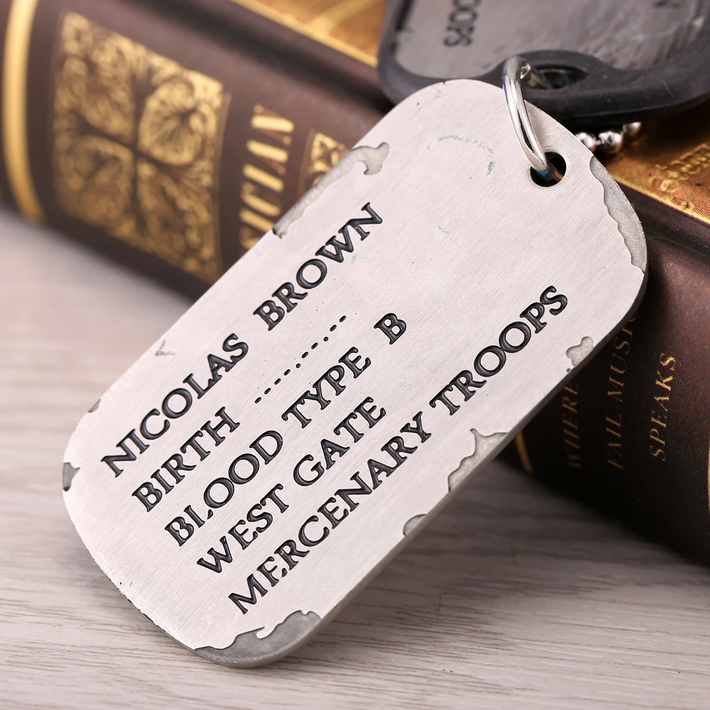 

Gangsta A/0 Nicolas Brown Mercenary Dog Tag Necklace Pendant Gangsta Cosplay Titanium Steel Chain Necklace Gangsta Anime Dog Tag