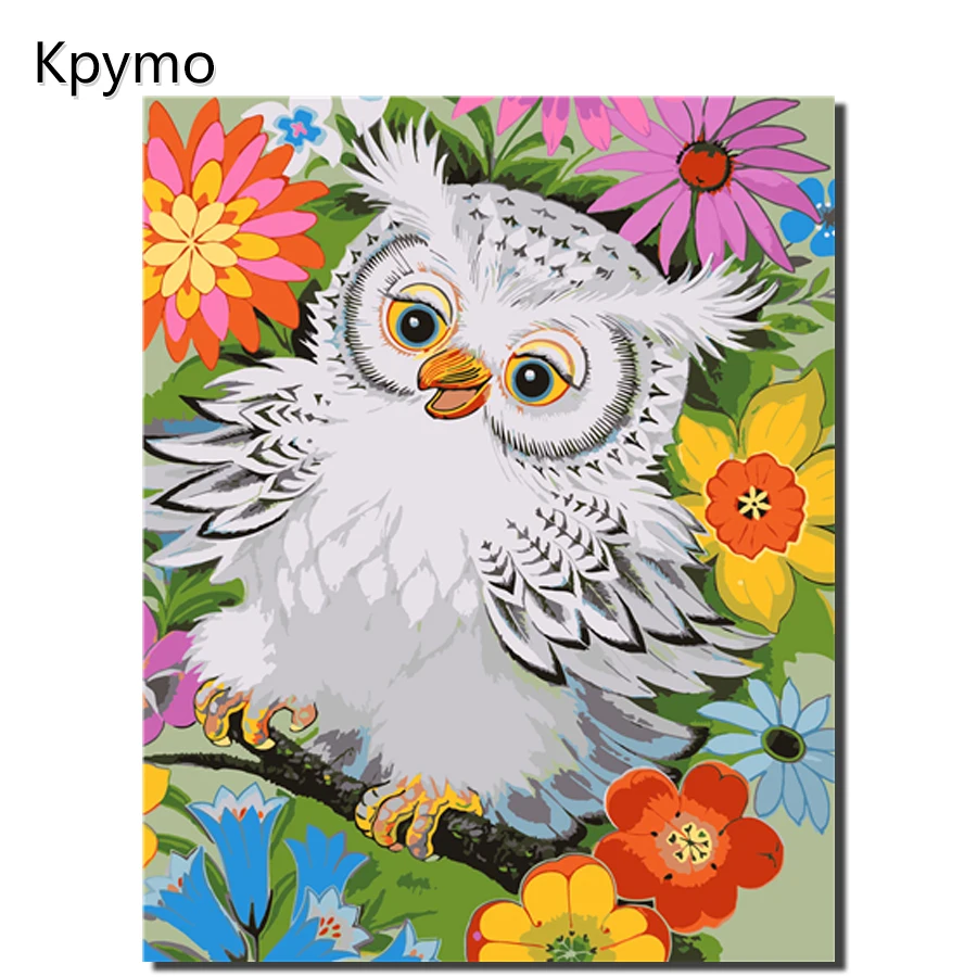 Kpymo Рамка DIY живопись по номерам Совы набор Краска на холсте каллиграфия для