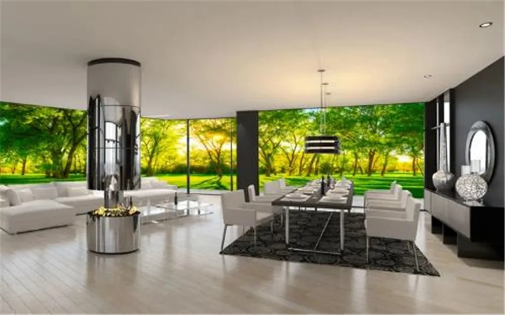 Scenery Wallpaper 3d green fresh trees living room full house background wall decoration mural wallpaper Paper Wall | Обустройство