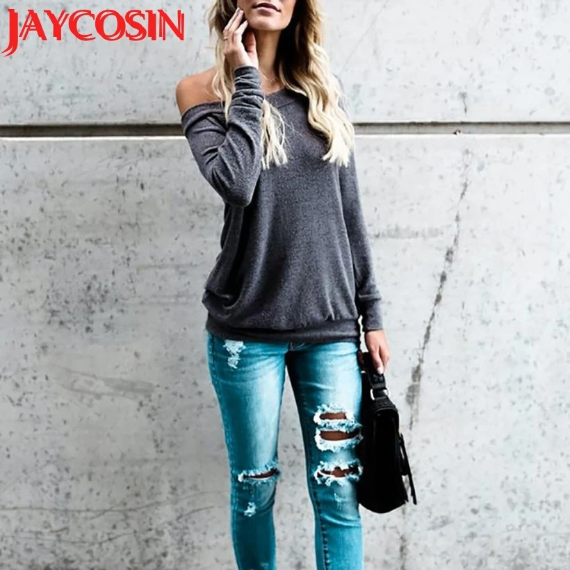 Свитшот женский без бретелек свитшот с длинным рукавом повседневный Укороченный джемпер пуловер топы