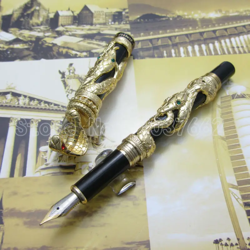 Ручка Jinhao высококлассная Красивая перьевая ручка Золотая змея F перо подарок