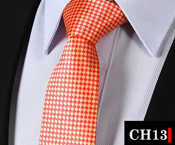 CH Check 2,7" шёлковый жаккардовый тканый классический свадебный Тонкий облегающий узкий мужской галстук - Цвет: CH13 Brown