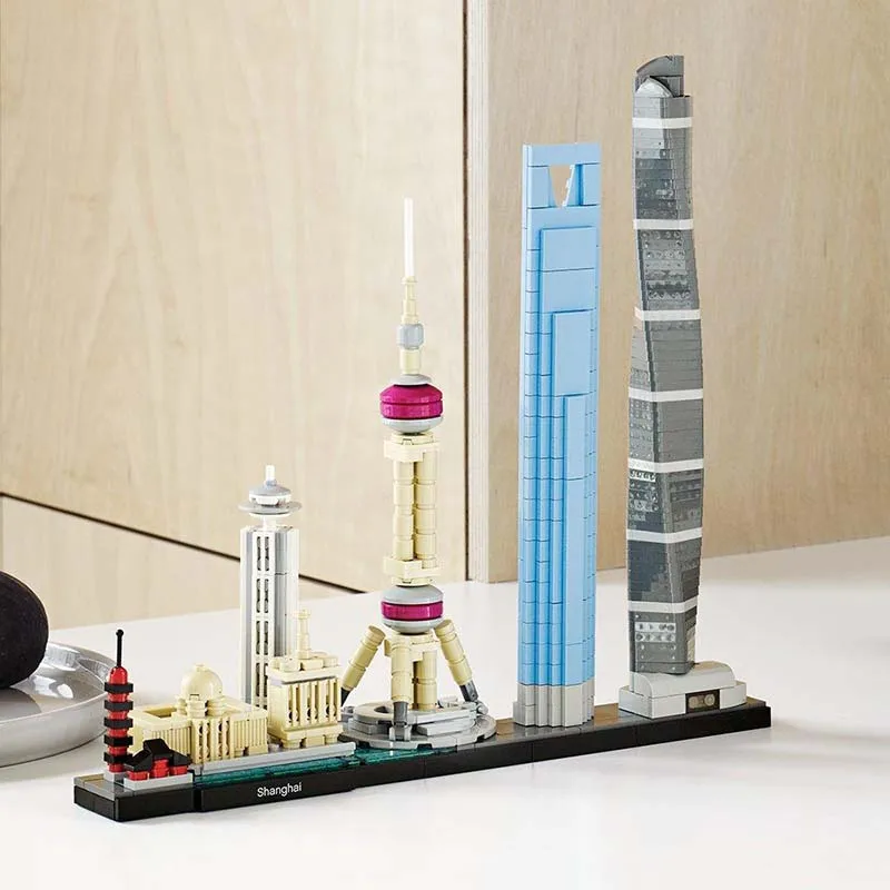 Архитектура 17009 Шанхай Skyline подарочные строительные блоки кирпичи Классическая