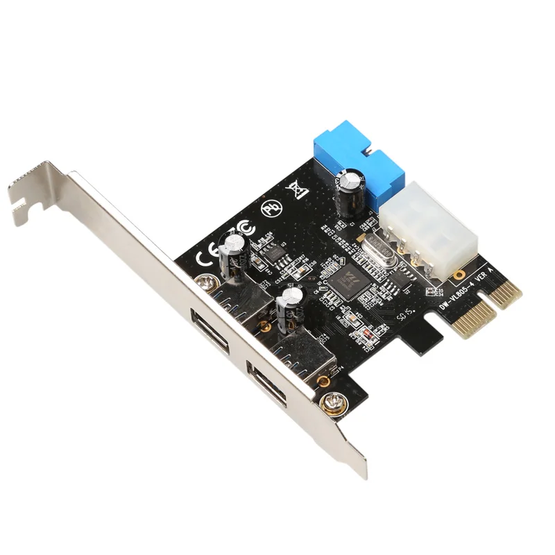 

2 Port USB 3.0 PCIE PCI Express Control Card Adapter with 20pin 4pin Converter
