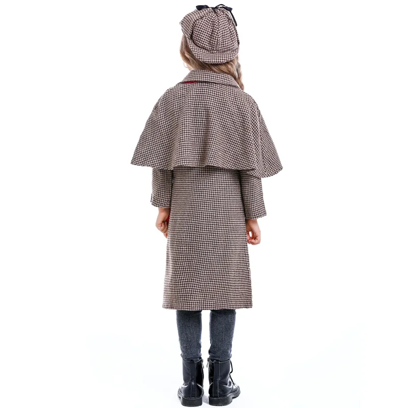 

New Great Detective Sherlock Holmes Costume Cosplay Girls Halloween Costume For Kids Carnival Fancy Dress Up Suit