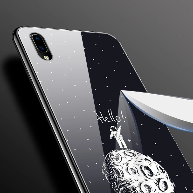 Чехол из закаленного стекла для Vivo Y91i Y91C силиконовый бампер твердая стеклянная