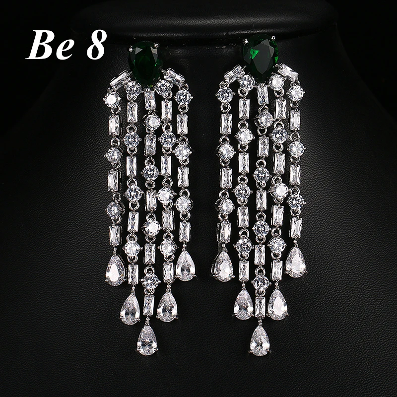 Be8 Brand AAA Cubic Zirconia Elegent Tassel Dangle Earrings Fashion Luxury 4 Coulorful Style For Women Party Gifts Choice E-207 | Украшения