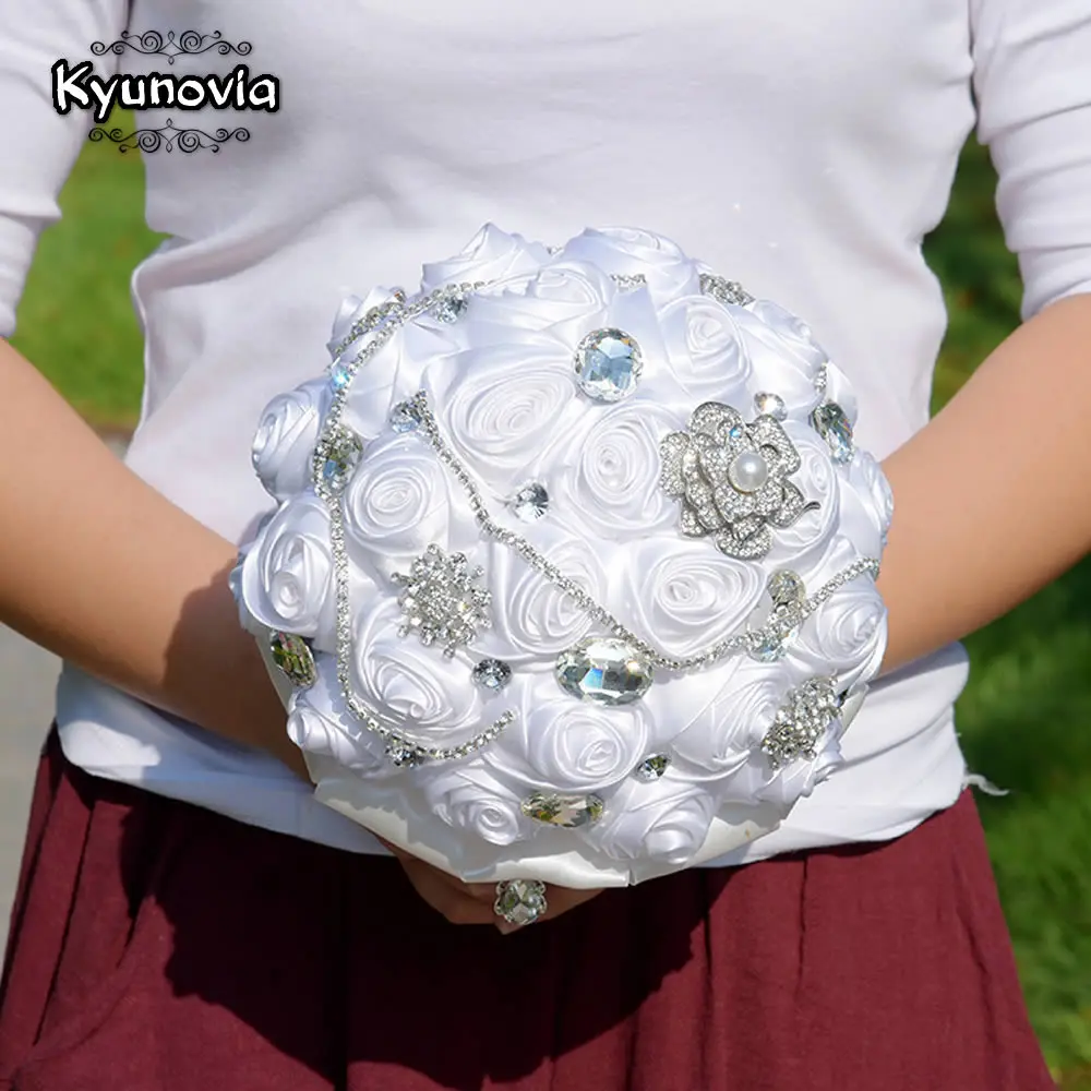 Kyunovia 6 стилей кристалл бордовый Свадебный букет De Mariee атласные Свадебные цветы Свадебные букеты Великолепный Букет De Noiva FE30