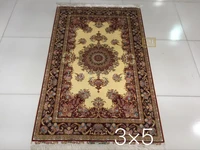 free shipping 3x5 230 line handmade silk oriental persian rug hand knotted silk carpet for home decoration