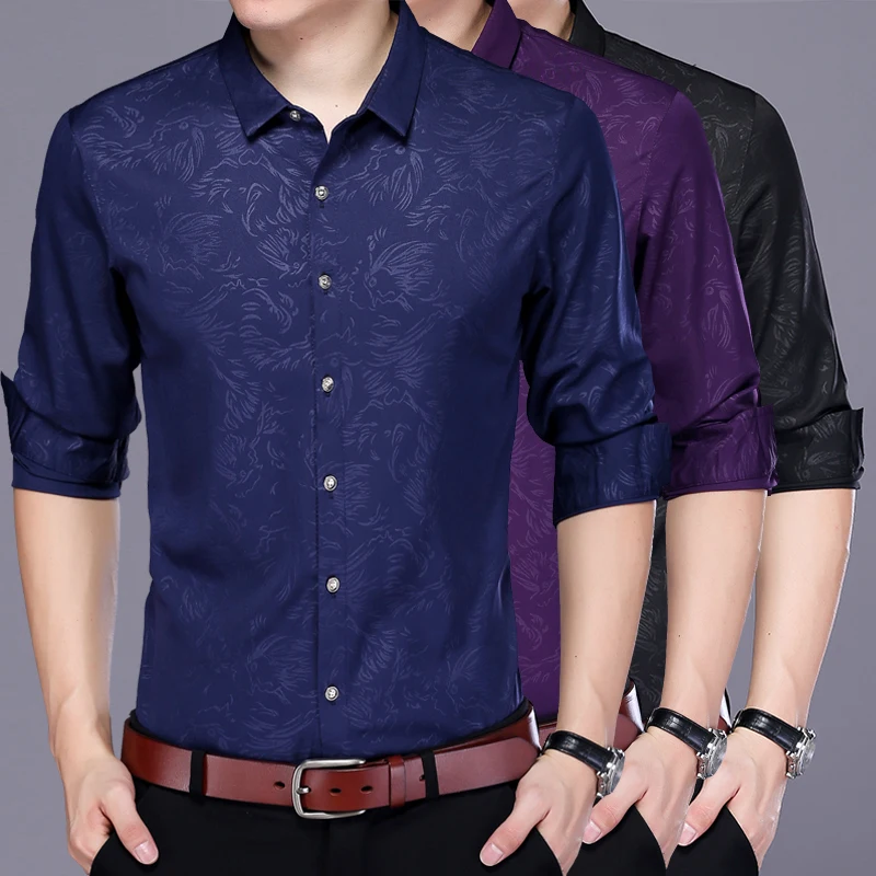 Men Long Sleeve Dress Shirt 2018 Brand New Casual Fashion Designer High Quality Male Clothing Fit Business Shirts 4XL | Мужская одежда