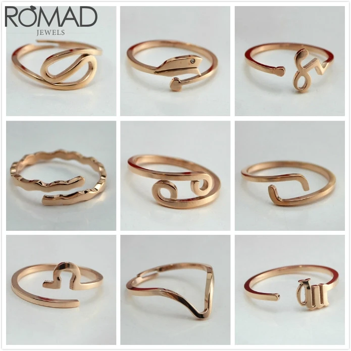 ROMAD кольца из нержавеющей стали для женщин обручальное кольцо пара Зодиак