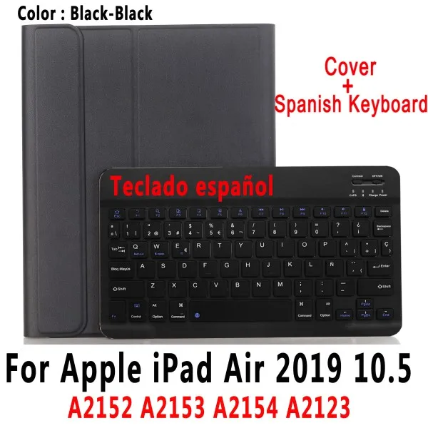 For iPad Air 2019 Испанская клавиатура чехол для Apple iPad Air 10,5 3 3rd поколения A2152 A2153 A2154 A2123 Pro 10,5 A1701 A1709 держатель для карандашей - Цвет: For iPad Air 2019