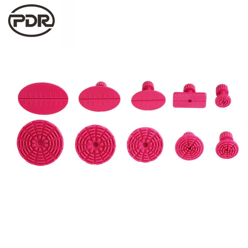 

PDR 10 pcs /set Tools Kit Red Glue Tabs Dent Puller Tabs Suction Cup Suckers Dent Removal Paintless Dent Repair Tools